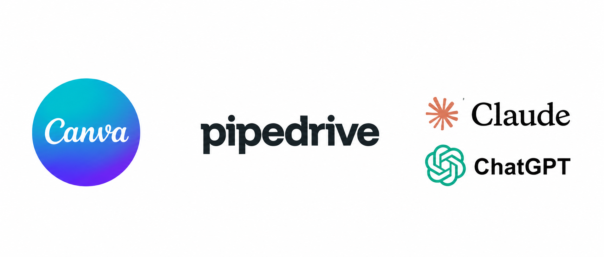 Logo´s claude, chatgpt, pipedrive en Canva